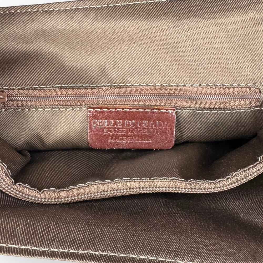 NWT Vintage Giada Pelle Italian Embossed Brown Leather Purse Bag Deadstock - Picture 6 of 12